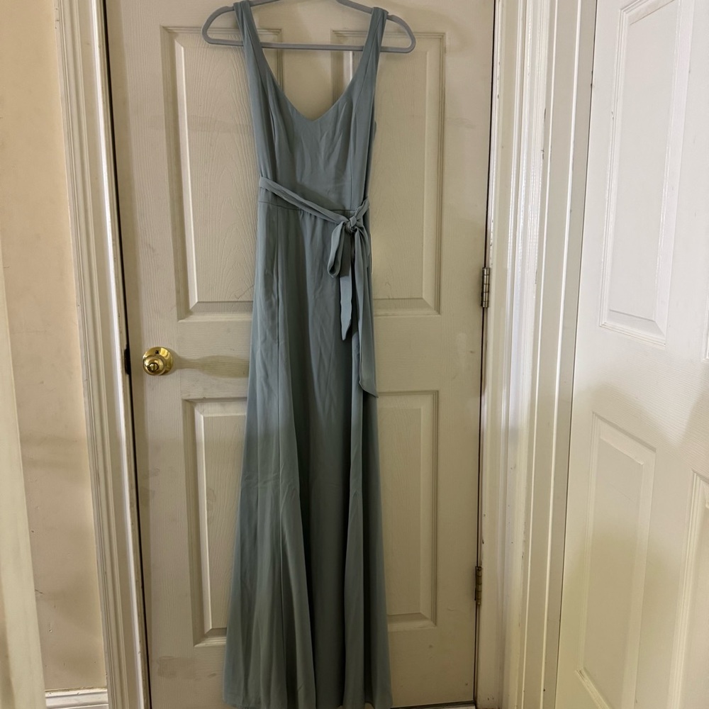 Show Me Your Mumu Weddings Dusty Blue Maxi Wrap Tie Dress‎ Size M